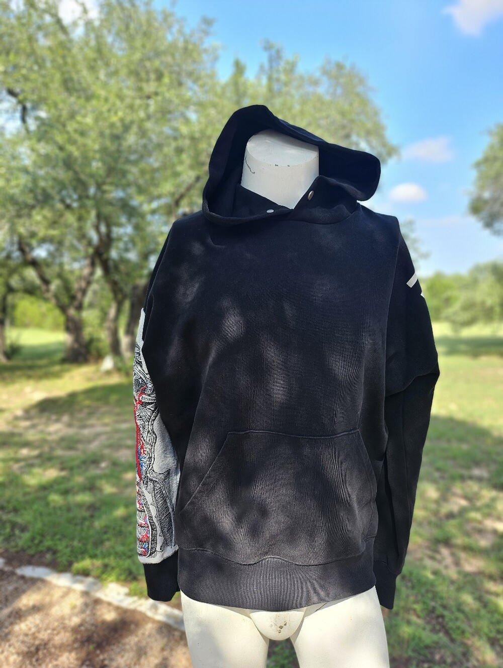 HVMAN Chosen To Prevail Quality Black Cotton Subdermal Graphic Sleeve Hoodie L